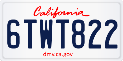 CA license plate 6TWT822