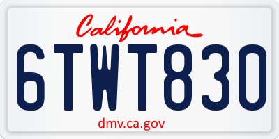 CA license plate 6TWT830