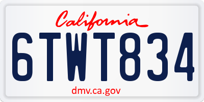CA license plate 6TWT834