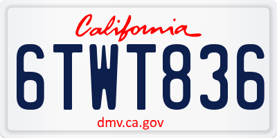 CA license plate 6TWT836