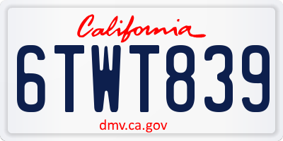 CA license plate 6TWT839