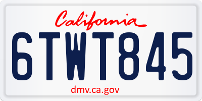 CA license plate 6TWT845
