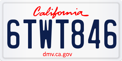 CA license plate 6TWT846