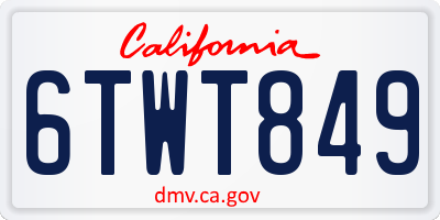 CA license plate 6TWT849