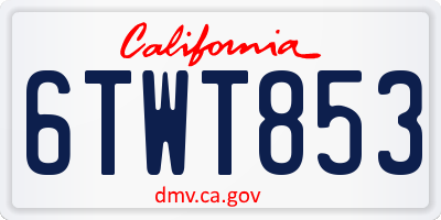 CA license plate 6TWT853