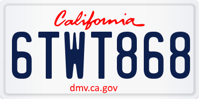 CA license plate 6TWT868