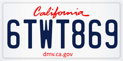 CA license plate 6TWT869