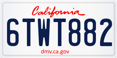 CA license plate 6TWT882