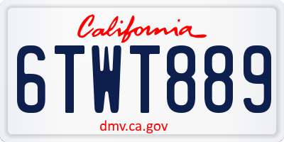 CA license plate 6TWT889