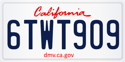 CA license plate 6TWT909