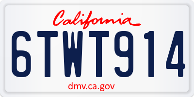 CA license plate 6TWT914