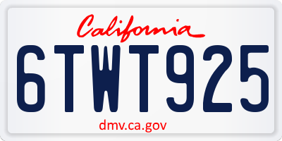 CA license plate 6TWT925