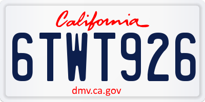 CA license plate 6TWT926