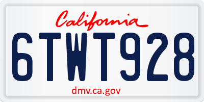 CA license plate 6TWT928