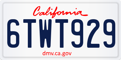 CA license plate 6TWT929