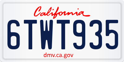 CA license plate 6TWT935