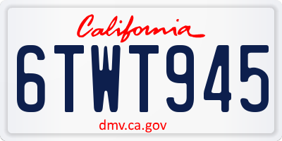CA license plate 6TWT945