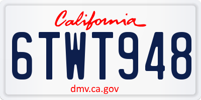 CA license plate 6TWT948
