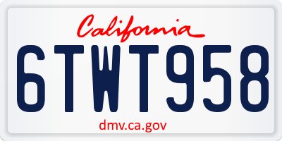 CA license plate 6TWT958