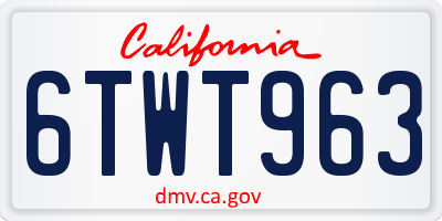 CA license plate 6TWT963