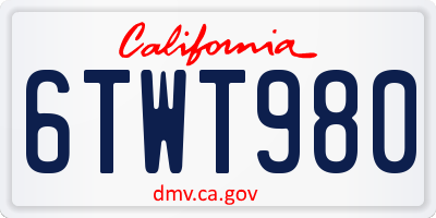 CA license plate 6TWT980
