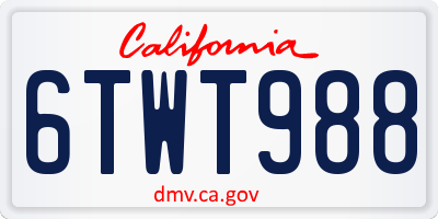 CA license plate 6TWT988