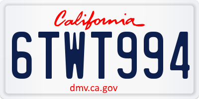 CA license plate 6TWT994