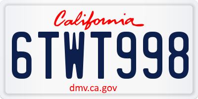 CA license plate 6TWT998