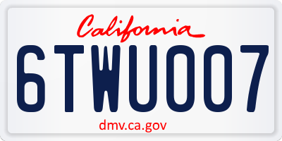 CA license plate 6TWU007