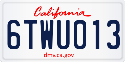 CA license plate 6TWU013