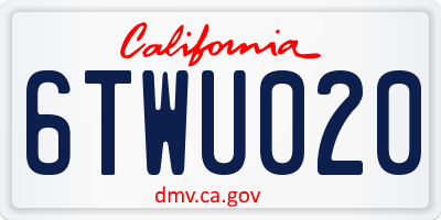 CA license plate 6TWU020