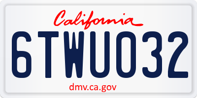 CA license plate 6TWU032