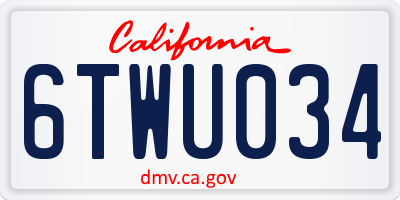 CA license plate 6TWU034