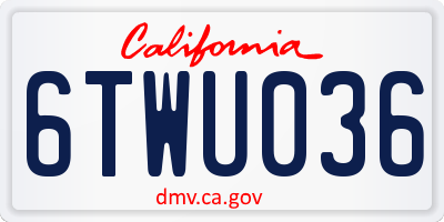 CA license plate 6TWU036