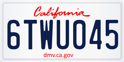CA license plate 6TWU045