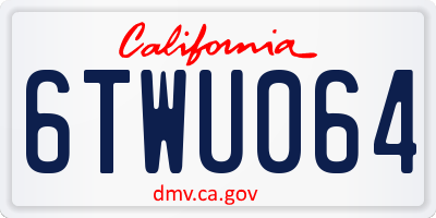 CA license plate 6TWU064