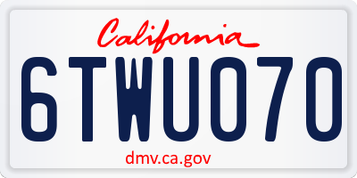 CA license plate 6TWU070