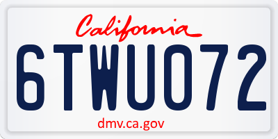 CA license plate 6TWU072