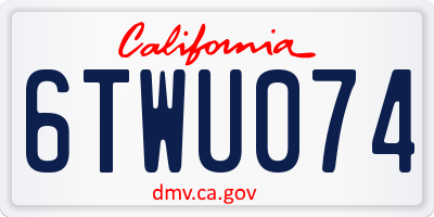 CA license plate 6TWU074