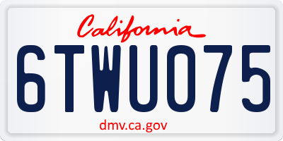CA license plate 6TWU075