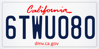 CA license plate 6TWU080