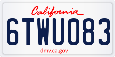 CA license plate 6TWU083