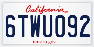CA license plate 6TWU092