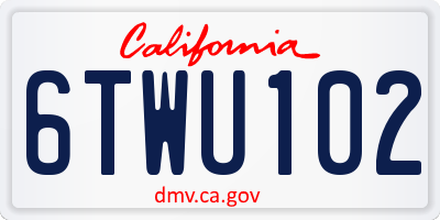 CA license plate 6TWU102