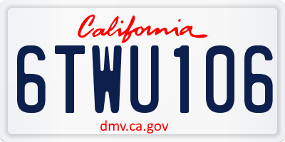 CA license plate 6TWU106