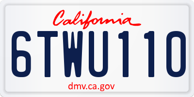 CA license plate 6TWU110