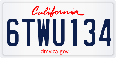 CA license plate 6TWU134