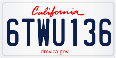 CA license plate 6TWU136
