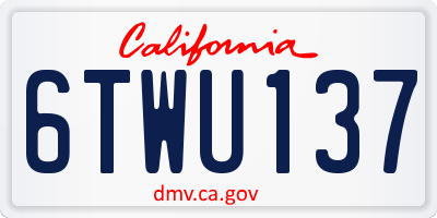 CA license plate 6TWU137