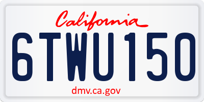 CA license plate 6TWU150